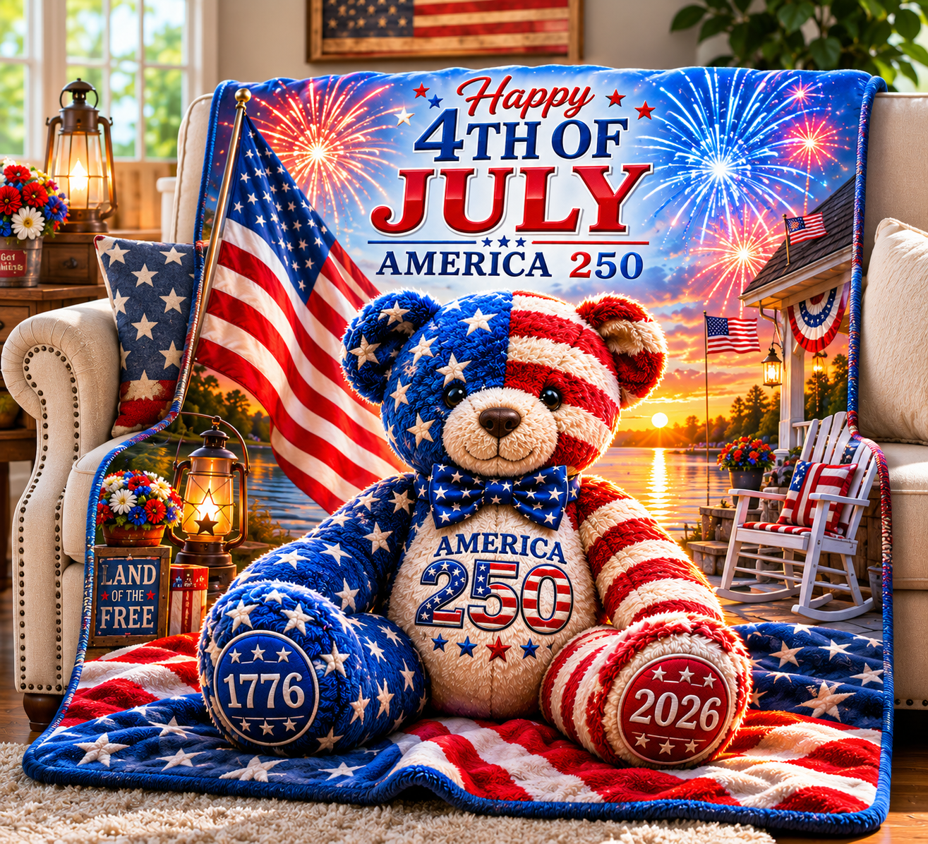 America's 250th Teddy Bear Blanket