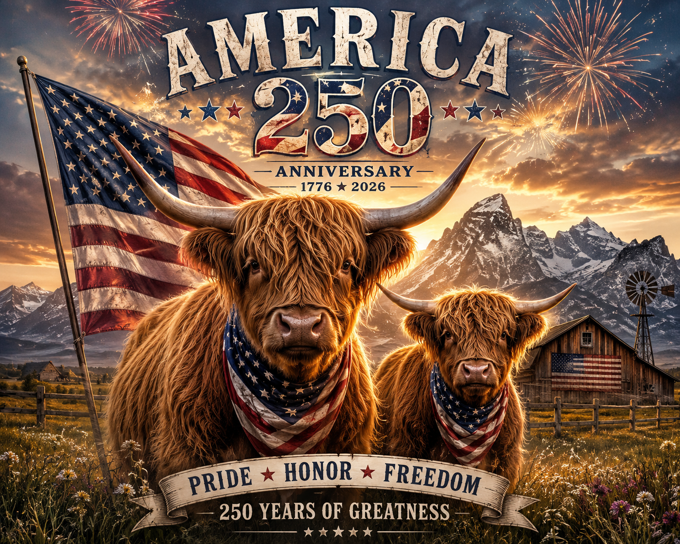 American 250 highland cows